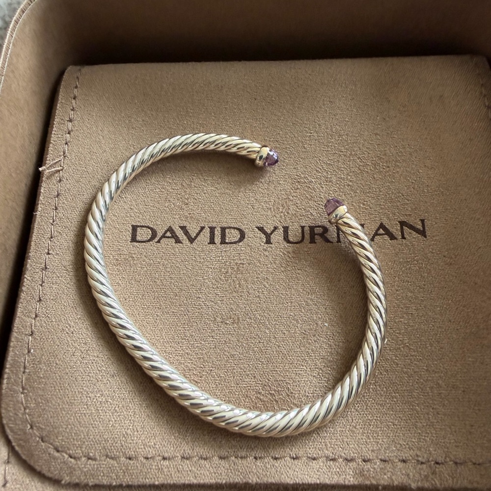 David Yurman Cable Flex Bracelet with Purple Amethyst Tips - Picture 3 of 7